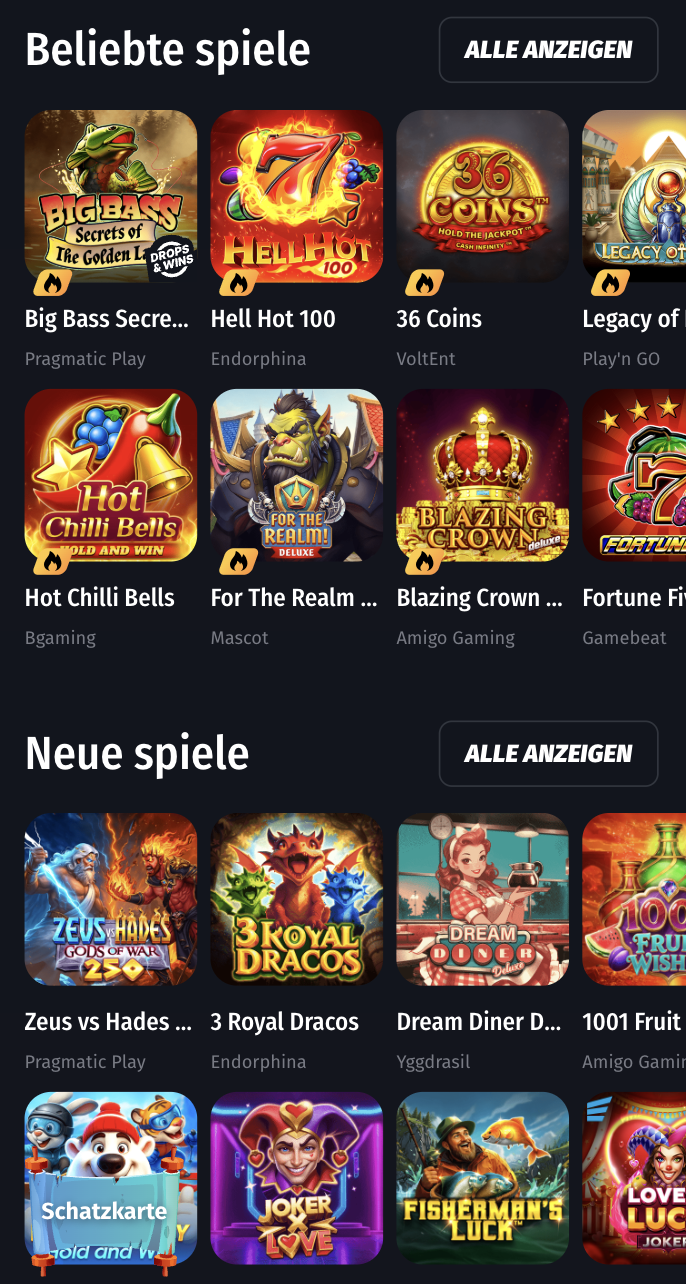 cashpoint - Überblick über verfügbare Spiele und Boni